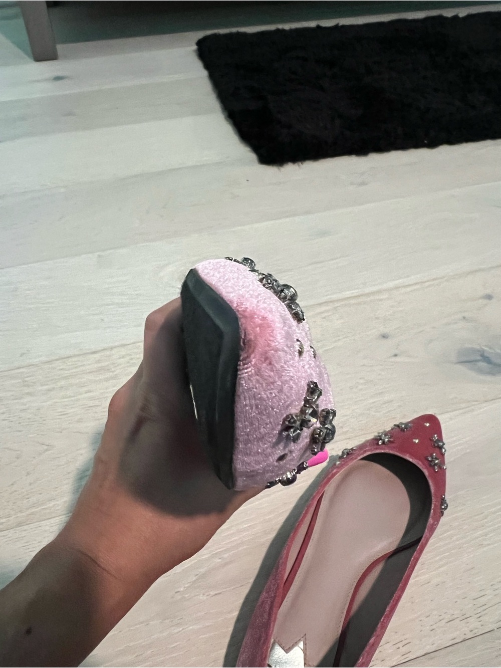 Circus by Sam Edelman Pink Velvet Jeweled Pointed-Toe Flats - Picture 11 of 13